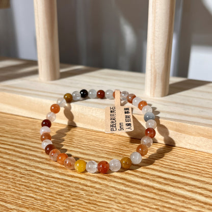 Brazilian Moonstone Crystal Beaded Bracelet - 5mm Beads