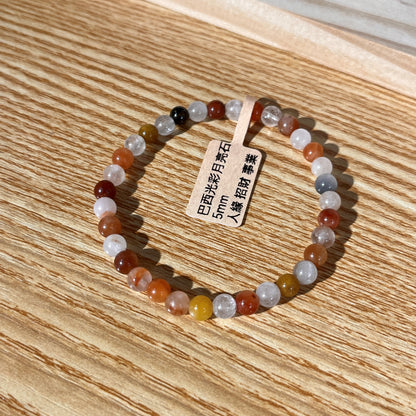 Brazilian Moonstone Crystal Beaded Bracelet - 5mm Beads