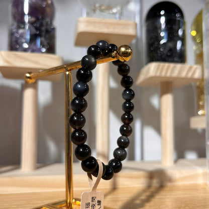 Brazilian Black Agate Crystal Beaded Bracelet | 8mm Beads