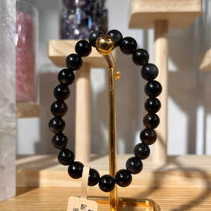 Brazilian Black Agate Crystal Beaded Bracelet | 8mm Beads