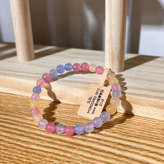Indian Grade A Morganite｜Aquamarine Crystal Beaded Bracelet - 6mm Beads