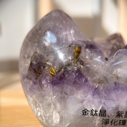 Titanium Amethyst Quartz Crystal Cluster - 1077g