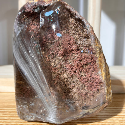 Red Phantom | Silver Rutilated Quartz Symbiosis Freefrom - Half Polished