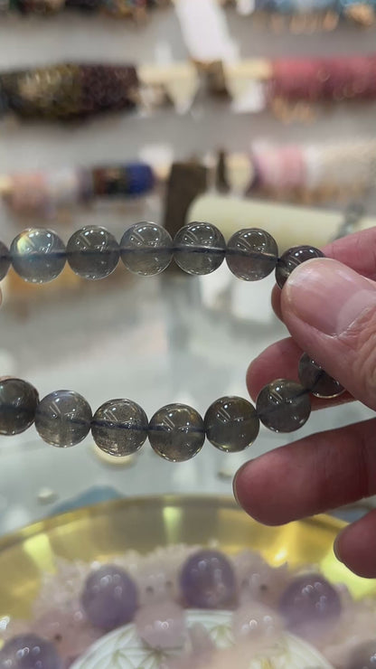 Brazilian Grey Moonstone Crystal Beaded Bracelet
